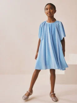 Blue Sparkle Angel Sleeve Party Dress (3-16yrs)