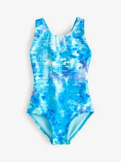 Blue Sports Cross Back Swimsuit (3-16yrs)