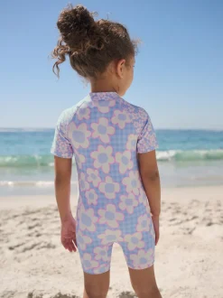 Blue Stampy Floral Sunsafe Swimsuit (3mths-10yrs)