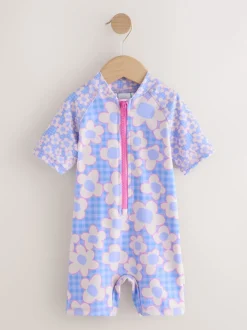 Blue Stampy Floral Sunsafe Swimsuit (3mths-10yrs)