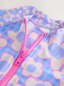 Blue Stampy Floral Sunsafe Swimsuit (3mths-10yrs)