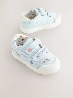 Blue Standard Fit (F) Touch Fasten Strap Machine Washable Trainers