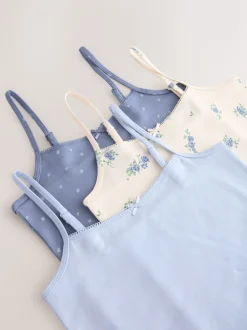 Blue Strappy Printed Cami Vests 3 Pack (1.5-16yrs)