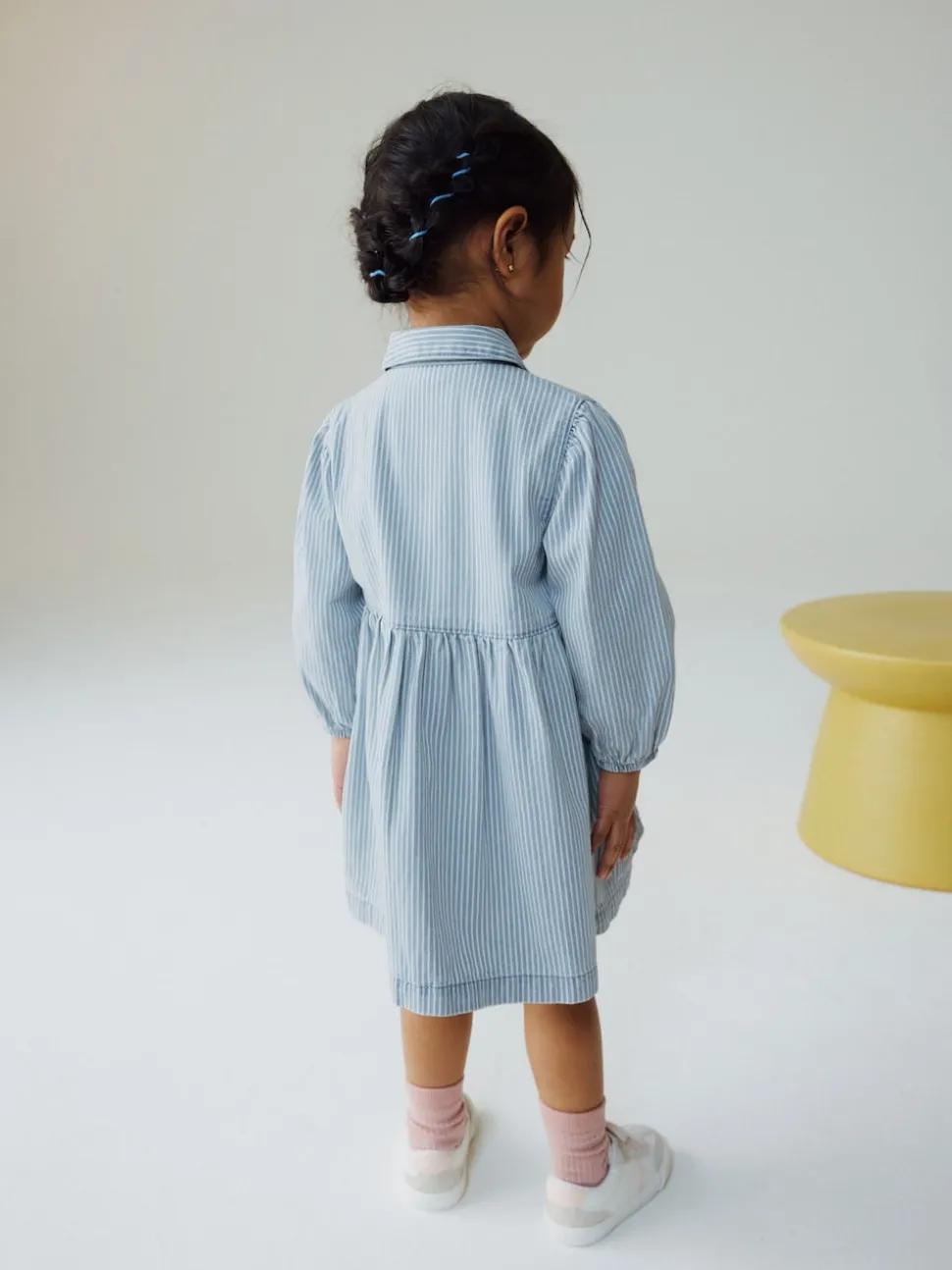 Blue Stripe Long Sleeve Cotton Dress (3mths-8yrs)