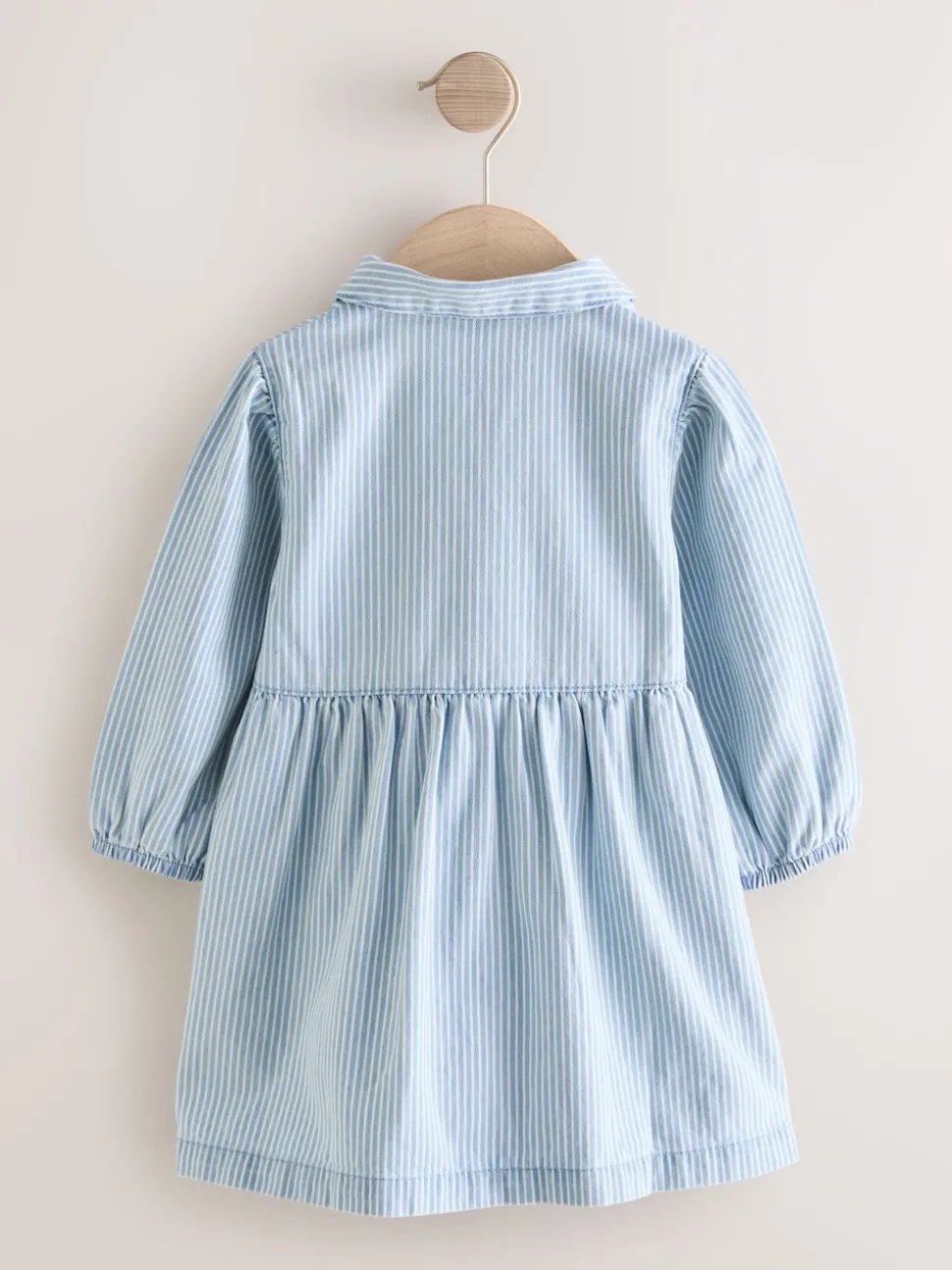 Blue Stripe Long Sleeve Cotton Dress (3mths-8yrs)