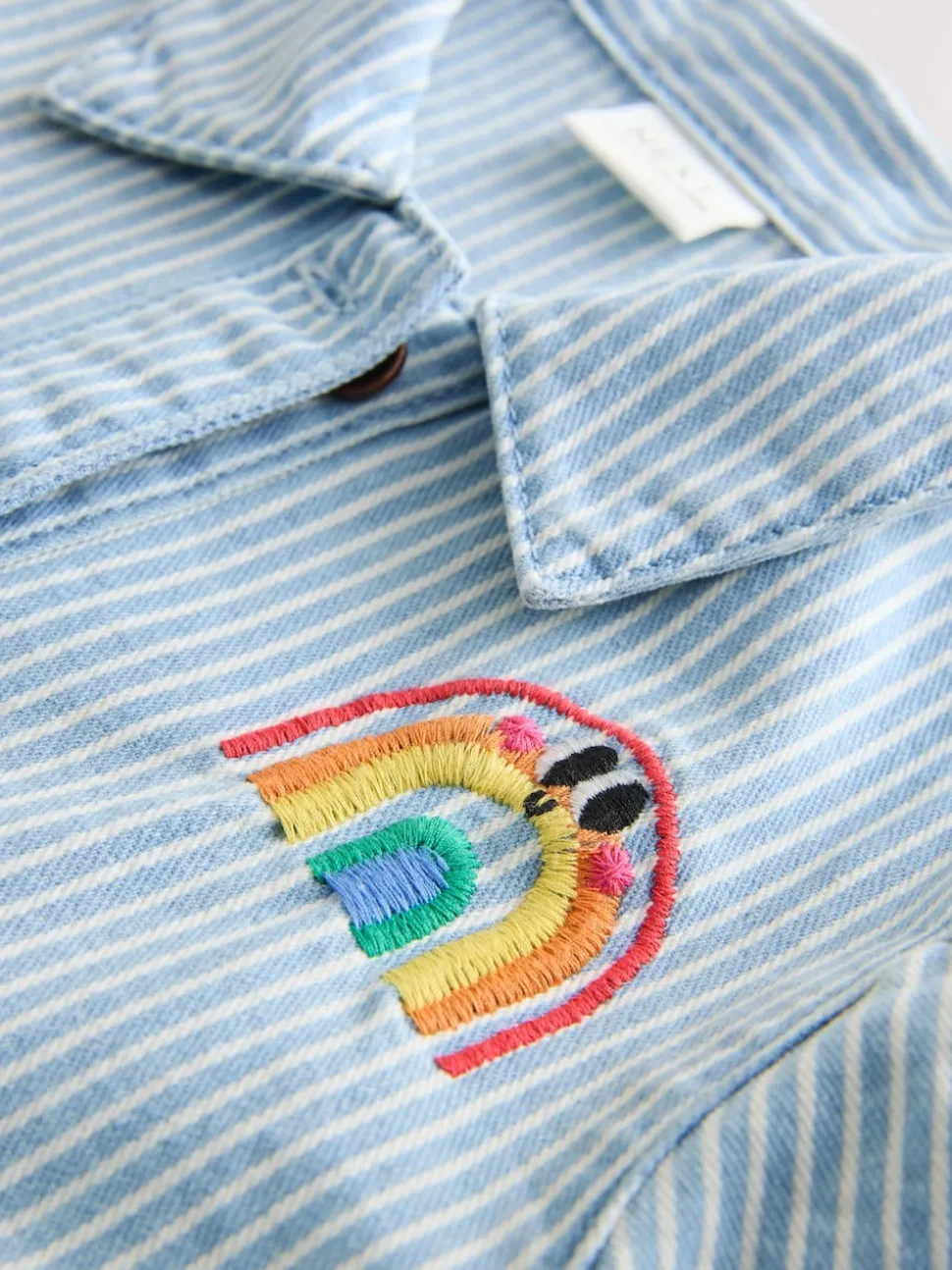 Blue Stripe Long Sleeve Cotton Dress (3mths-8yrs)