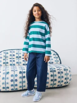 Blue Stripe Textured Long Sleeve Top (3-16yrs)