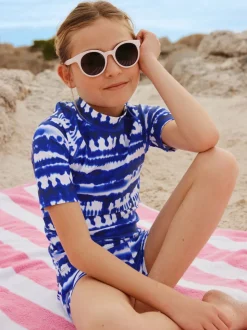 Blue Tie Dye Sunsafe Rash Vest And Shorts Swim Set (3-16yrs)