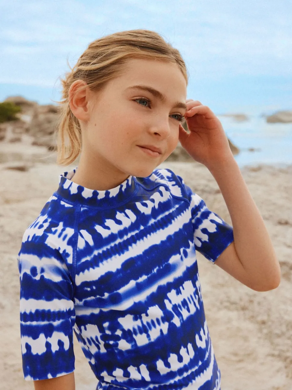 Blue Tie Dye Sunsafe Rash Vest And Shorts Swim Set (3-16yrs)