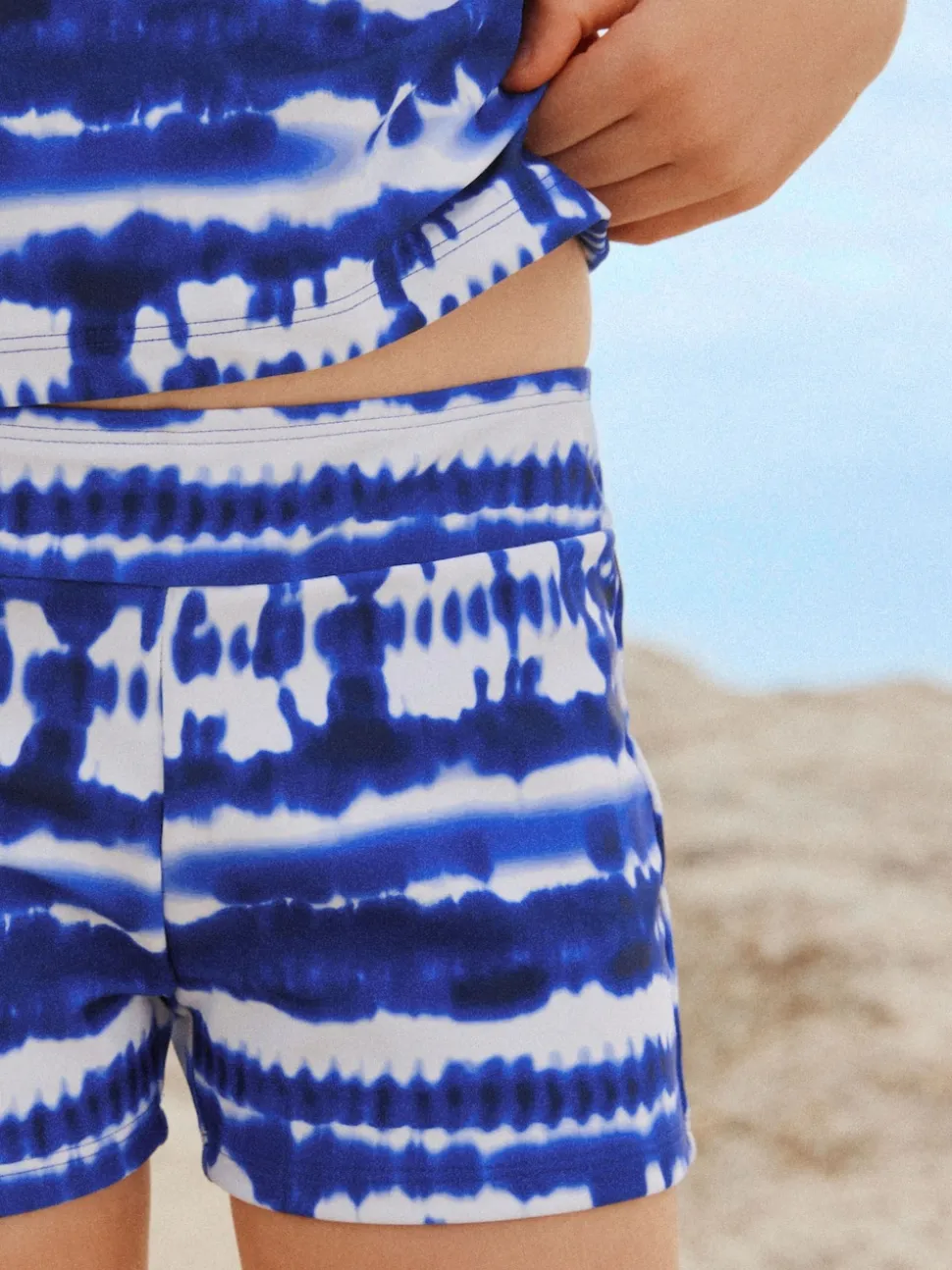 Blue Tie Dye Sunsafe Rash Vest And Shorts Swim Set (3-16yrs)