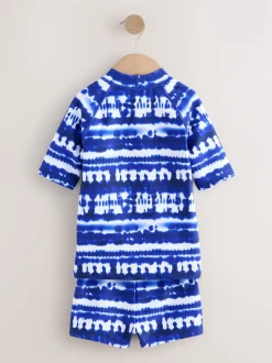 Blue Tie Dye Sunsafe Rash Vest And Shorts Swim Set (3-16yrs)