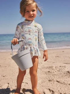 Blue/White Bow Sunsafe Swim Set (3mths-7yrs)