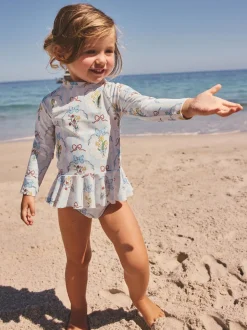 Blue/White Bow Sunsafe Swim Set (3mths-7yrs)