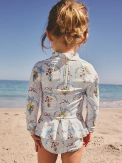 Blue/White Bow Sunsafe Swim Set (3mths-7yrs)