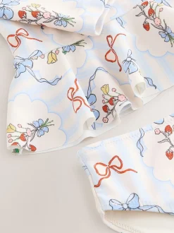 Blue/White Bow Sunsafe Swim Set (3mths-7yrs)