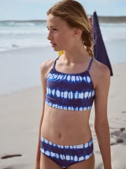 Blue/White Tie Dye Lightly Padded Bikini (8-16yrs)