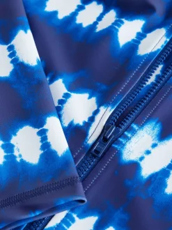 Blue/White Tie Dye Long Sleeved Sunsafe Swimsuit (3-16yrs)