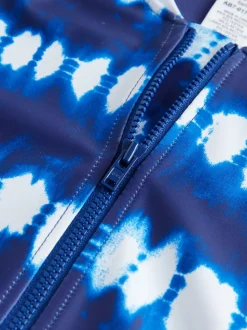Blue/White Tie Dye Long Sleeved Sunsafe Swimsuit (3-16yrs)