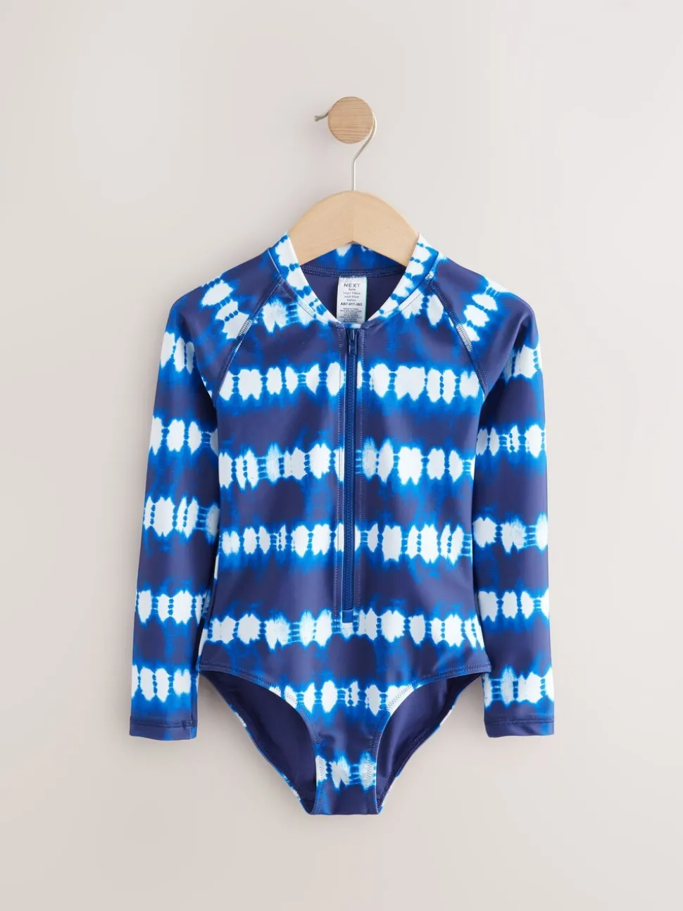 Blue/White Tie Dye Long Sleeved Sunsafe Swimsuit (3-16yrs)