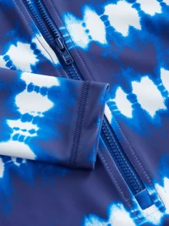 Blue/White Tie Dye Long Sleeved Sunsafe Swimsuit (3-16yrs)