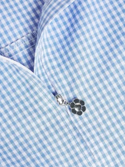 Blue Zip Front Cotton Rich Gingham School Playsuit (3-14yrs)