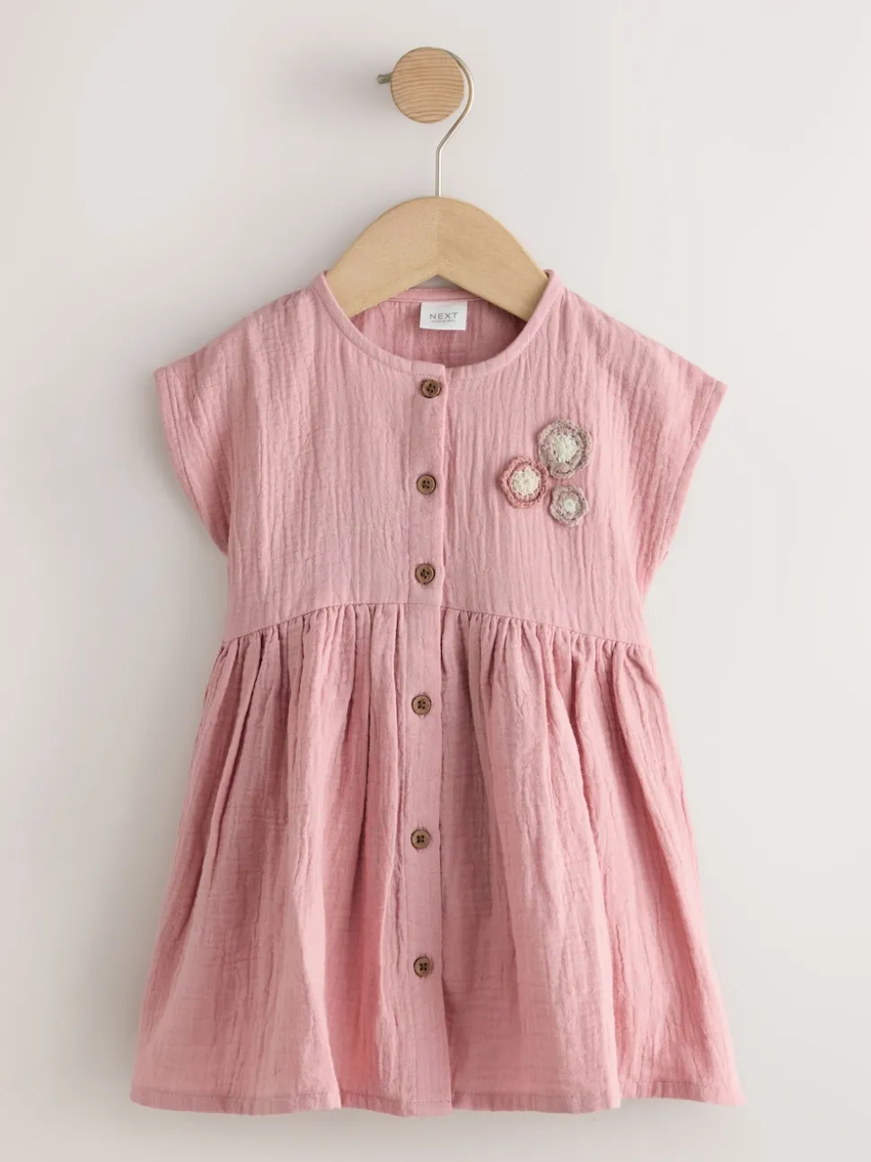 Blush Pink Textured Short Sleeve Dress (3mths-8yrs)