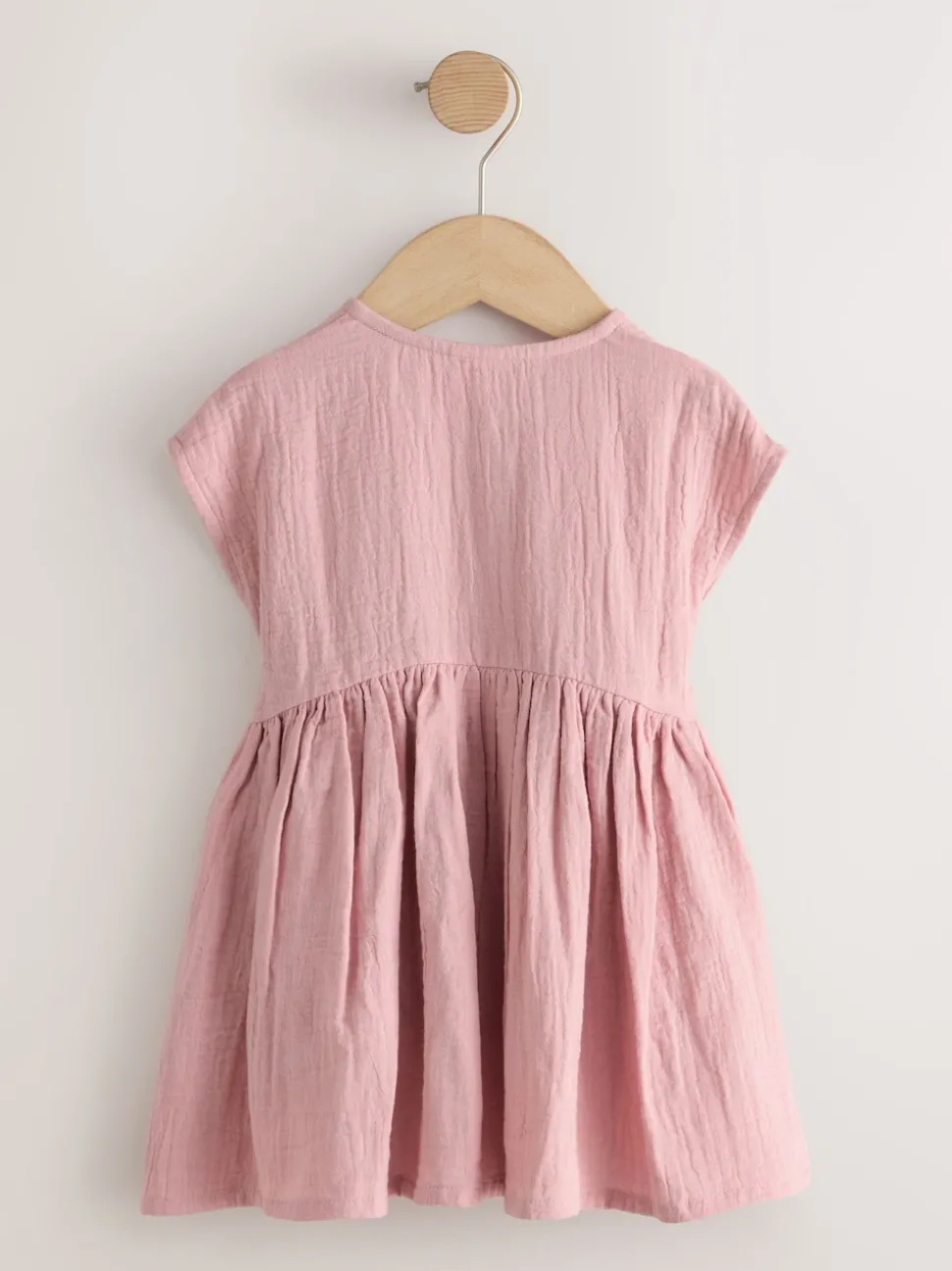 Blush Pink Textured Short Sleeve Dress (3mths-8yrs)