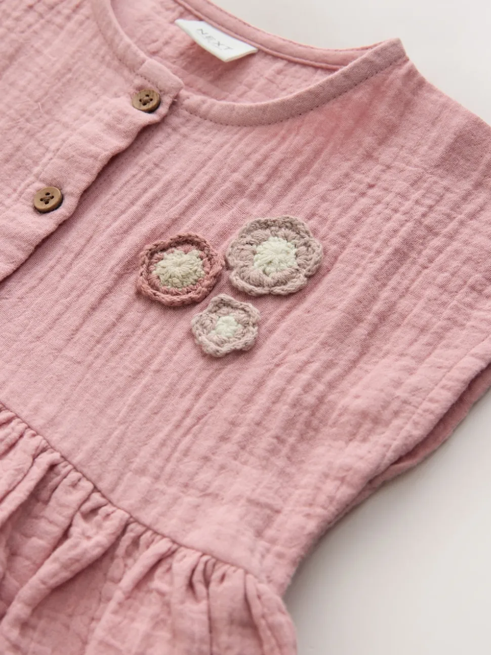 Blush Pink Textured Short Sleeve Dress (3mths-8yrs)