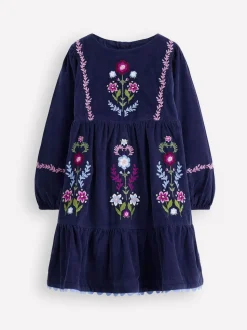 Boden Blue Clover Blouson Cord Dress