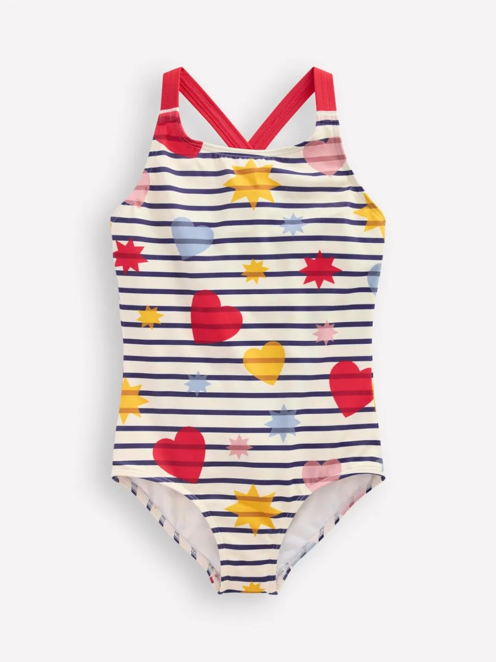 Boden Blue Cross-Back Printed Swimsuit