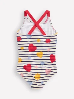 Boden Blue Cross-Back Printed Swimsuit
