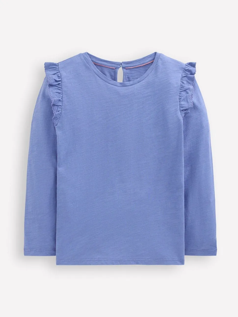 Boden Blue Frill Sleeve Slub Top