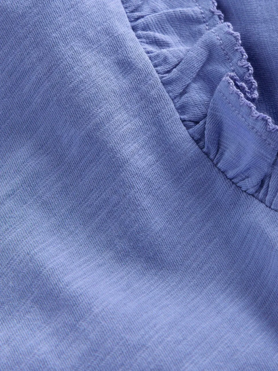 Boden Blue Frill Sleeve Slub Top