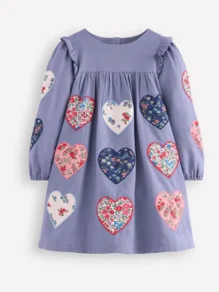 Boden Blue Heart Applique Logo Dress