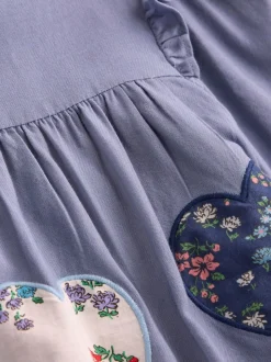 Boden Blue Heart Applique Logo Dress