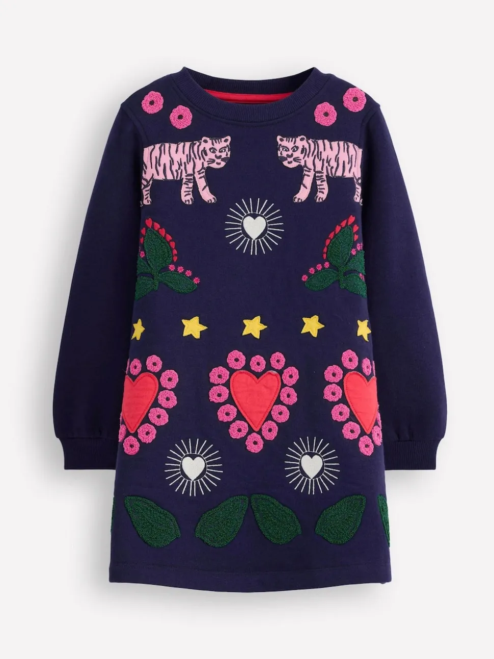 Boden Blue Ida Sweatshirt Appliqué Dress