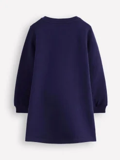 Boden Blue Ida Sweatshirt Appliqué Dress