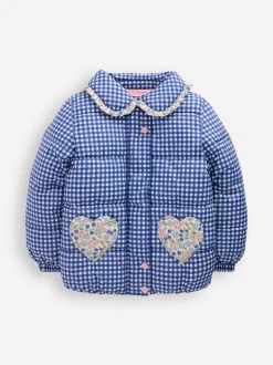 Boden Blue Padded Gingham Jacket
