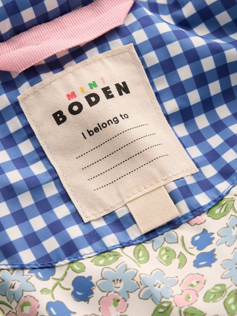 Boden Blue Padded Gingham Jacket