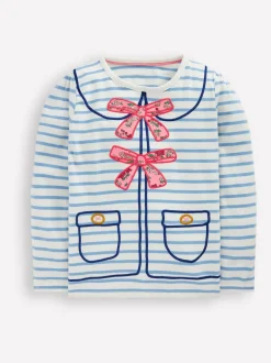 Boden Blue Puff Sleeve Applique T-Shirt