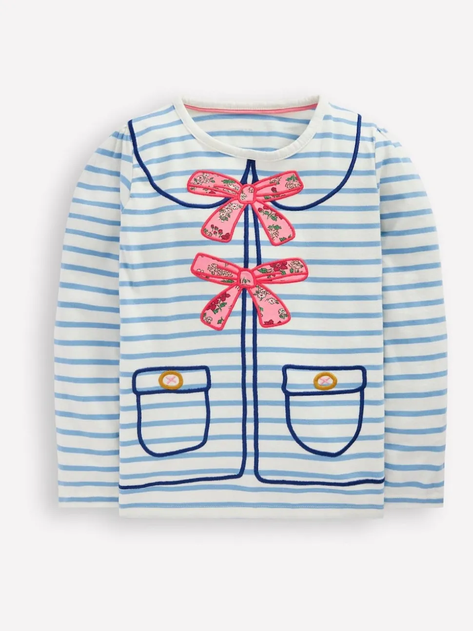 Boden Blue Puff Sleeve Applique T-Shirt