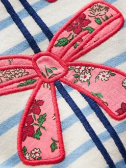 Boden Blue Puff Sleeve Applique T-Shirt