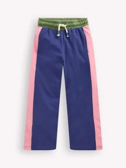 Boden Blue Wide Leg Colourblock Joggers