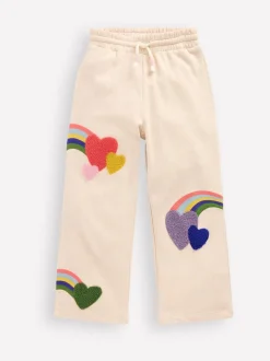 Boden Cream Bobbie Appliqué Joggers