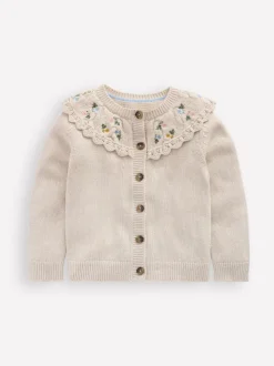 Boden Cream Embroidered Yoke Cardigan