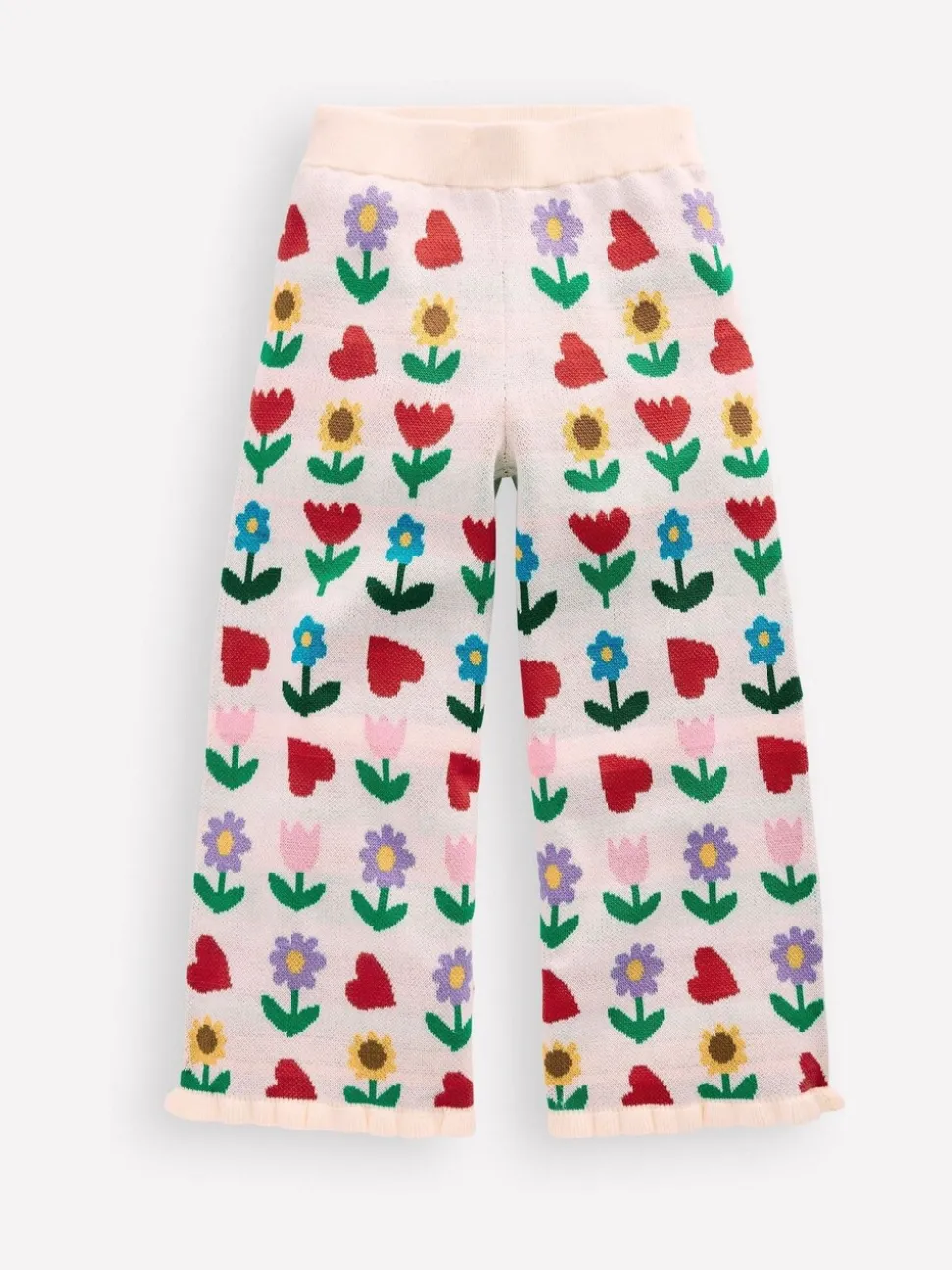 Boden Cream Flared Knitted Trousers