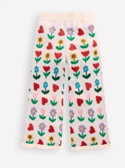 Boden Cream Flared Knitted Trousers