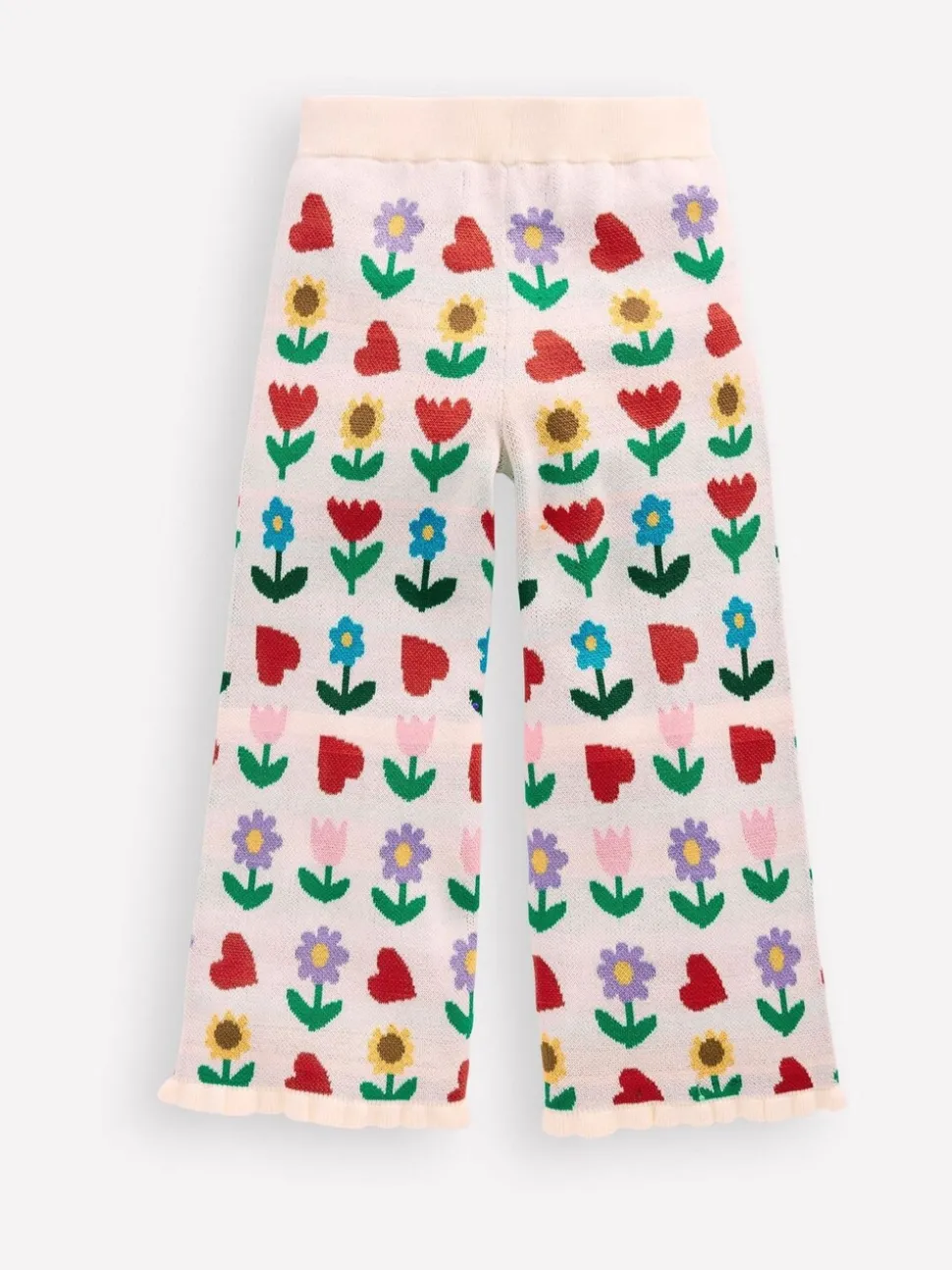 Boden Cream Flared Knitted Trousers