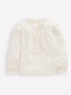 Boden Cream Jersey Heart Broderie Top