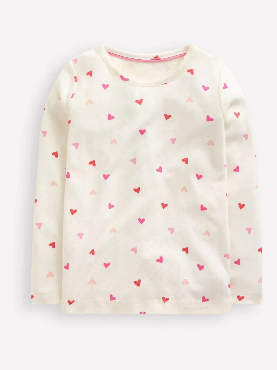 Boden Cream Long Sleeve Pointelle Heart Top